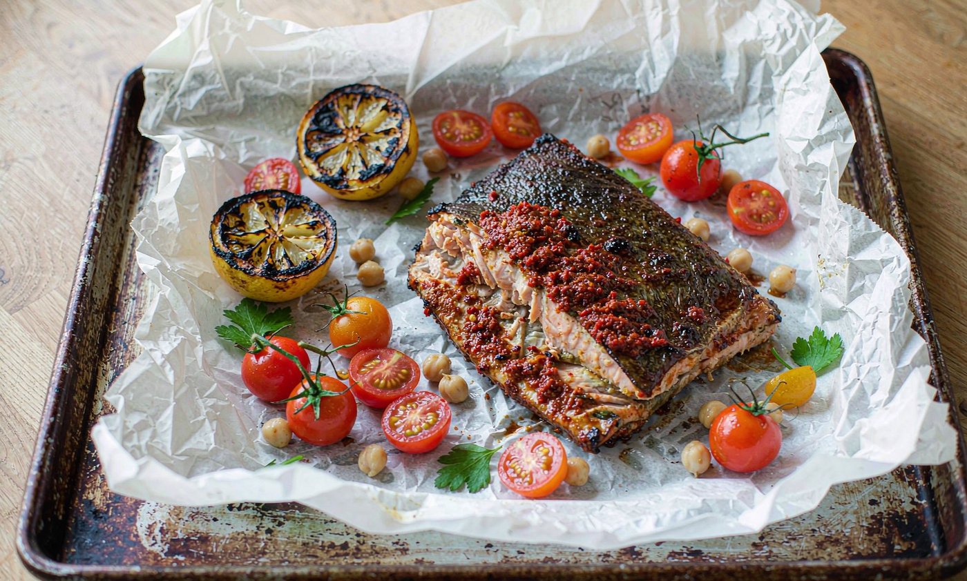 Sheet-Pan Harissa Salmon